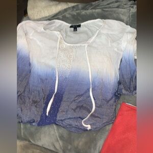 BCX White Tie Front Cap Sleeve Blouse